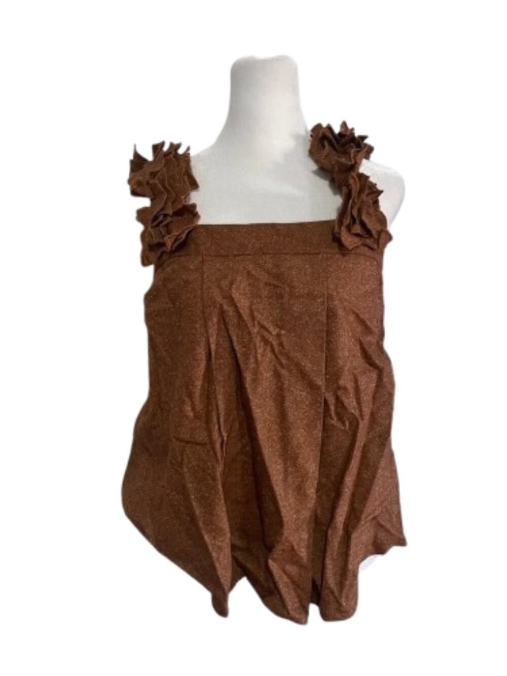 Alice Roi Ruffle Strap Tank Top Brown Size 2